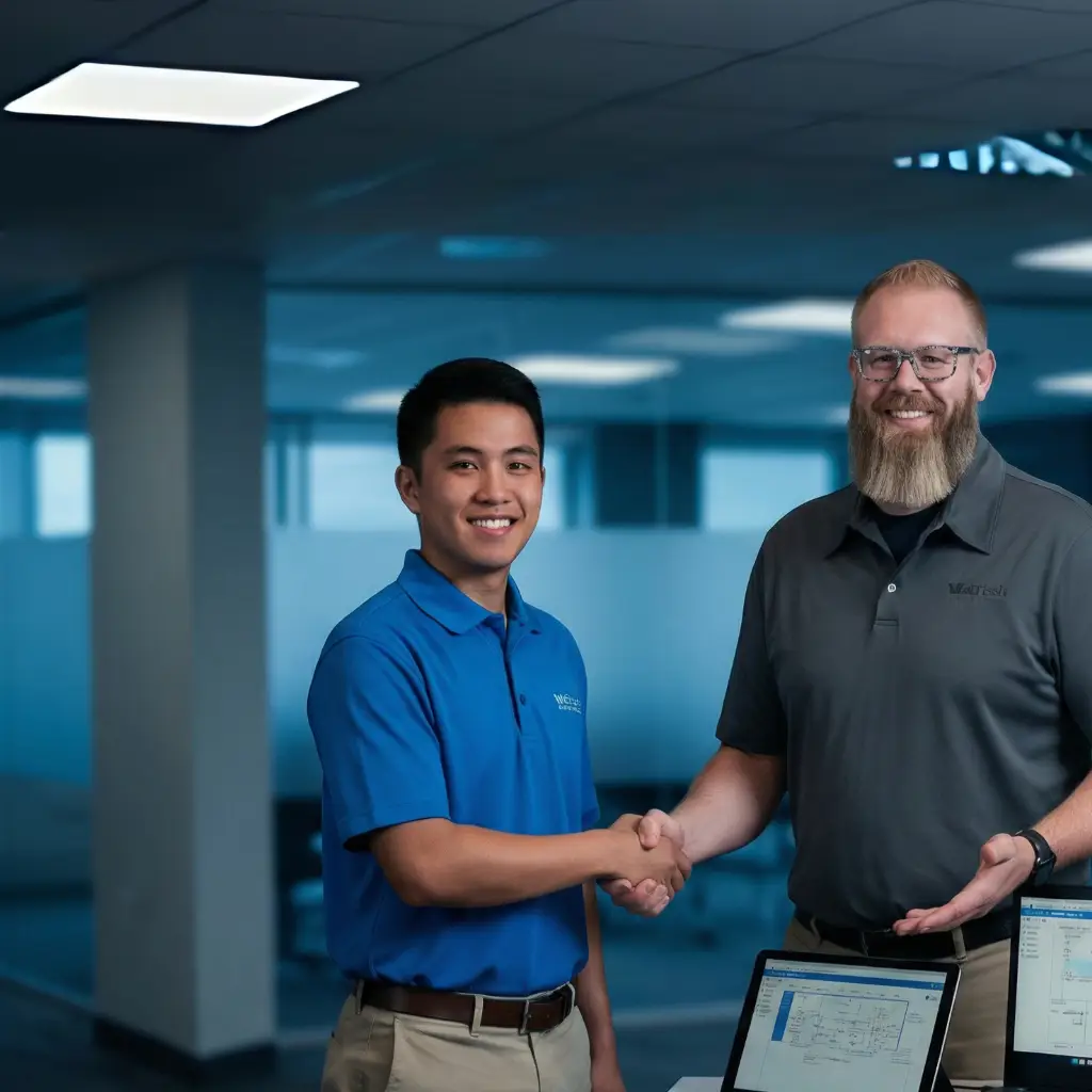 Two people shaking hands.