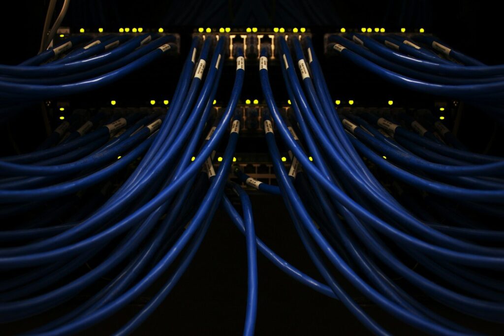 Alpha Backup 1 a bunch of blue cables connected to each other